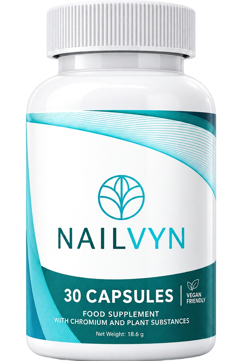 Nailvyn nail support supplement bottle, 30 vegan capsules with chromium and plant substances